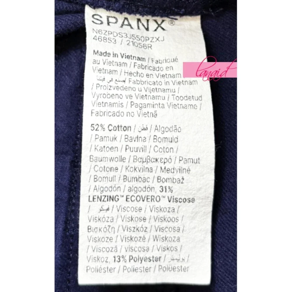 Spanx Stretch Twill Mini Skirt Lapis Blue High-Rise Waist Denim A-Line Stretchy